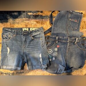 Girls Denim Shorts and Overalls Set- size 12